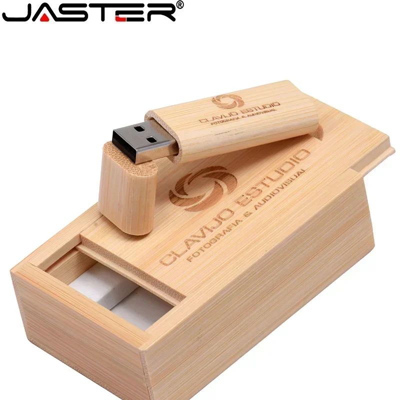 JASTER (1 unidade com LOGO Grátis) Pen Drive de Madeira com USB em Lascas de Madeira 4GB 16GB 32GB 64GB 128GB Memory Stick Presente de Casamento