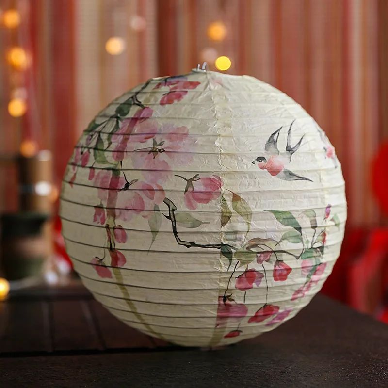 12Inch Printed Flower Round Chinese Paper Lanterns Birthday Wedding Decor Craft DIY Festival Lantern Party Supplies