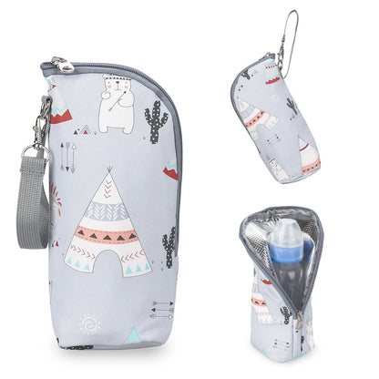 Baby Bottle Warmer Bag Portable Infant Feeding Bottle Aluminum Foil Insulation Outing Stroller Hanging Bag for Storage Cups