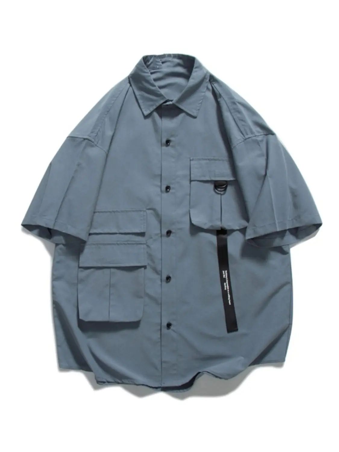 Stylish Y2k Men's Shirts Summer Korean Cargo Shirts for Men Black Multi-Pocket Hip Hop Men Clothing Punk Gothic Streetwear