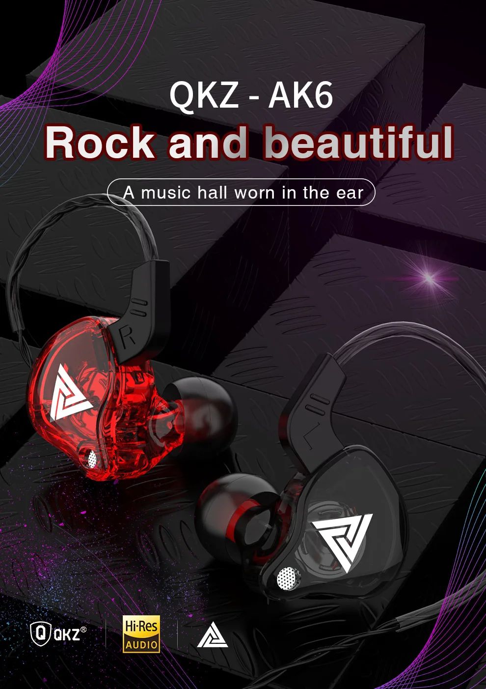 QKZ AK6 In Ear Earphone 6 Dynamic Driver Unit Headphone With Mic Stereo Sports HiFi Subwoofer Headset Monitor Earbuds For iPhone
