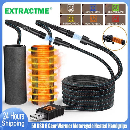 Extractme Punhos Aquecidos para Motocicleta 5V USB 6 Marchas Aquecedor Elétrico de Punho Antivibração Antiderrapante Kits de Aquecimento Rápido