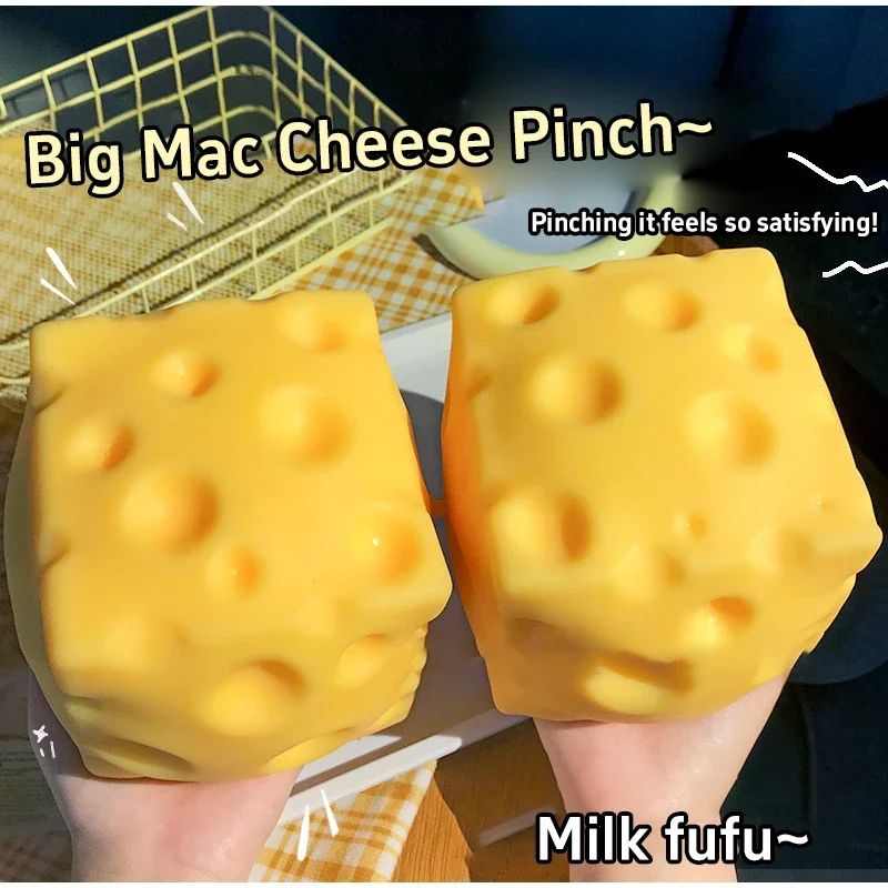 1/2pcs Simulate Cheese Slow Rebound Pinching Office Decompression Relax Slow Rebound Cheese Pinching Ornament Decompress Knead