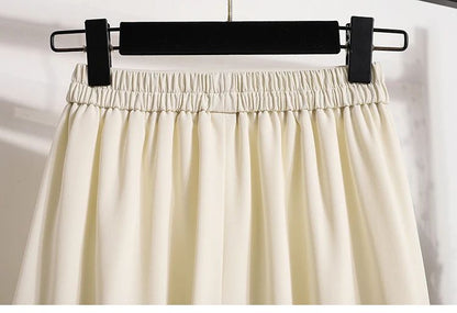 Ladies' Summer High Waist Plus Size Skirts 2026 Mid To Long Flowing Suit Skirt New Style Casual Solid Color A-line Skirt