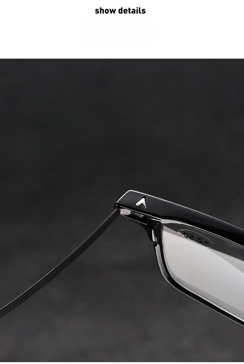 Óculos Multifocal Fotocromático para Presbiopia Armação Quadrada Óculos de Leitura para Negócios Luz Azul Lentes Acabadas para Vista Longa