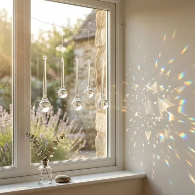 6-30Pcs DIY Crystal Raindrops Hanging Pendants Christmas Tree Lamp Glass Beads Curtain Decoration Home Party Ornaments Supplies