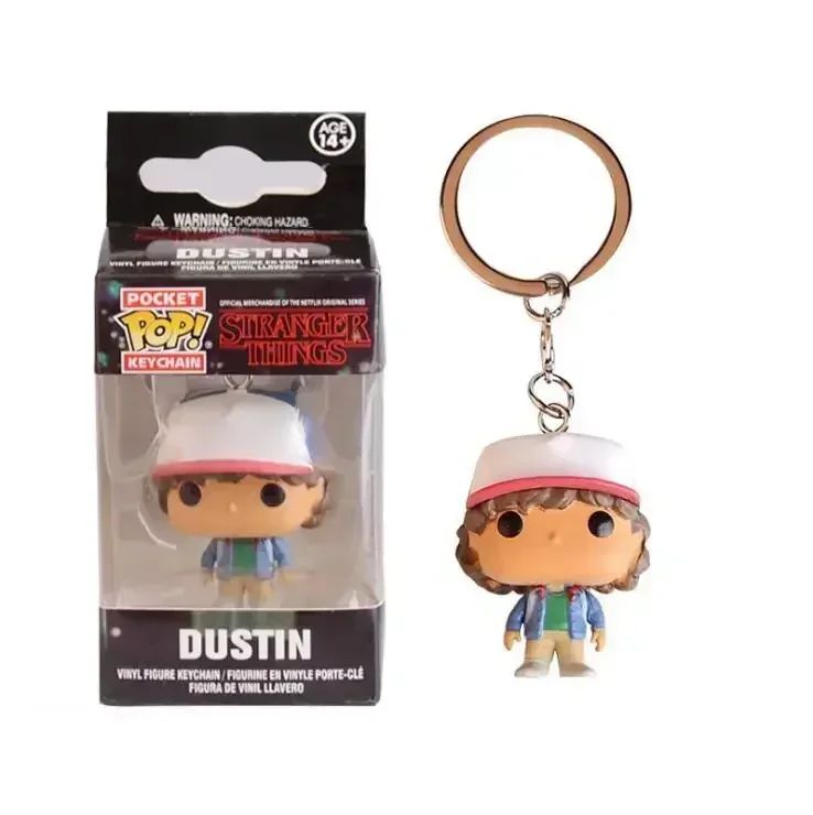 FUNKO POP Dustin Barb ELEVEN com Eggos Demogorgon Chaveiro Brinquedos Boneco Colecionável Modelo Bonecos de Vinil Chaveiro Brinquedo