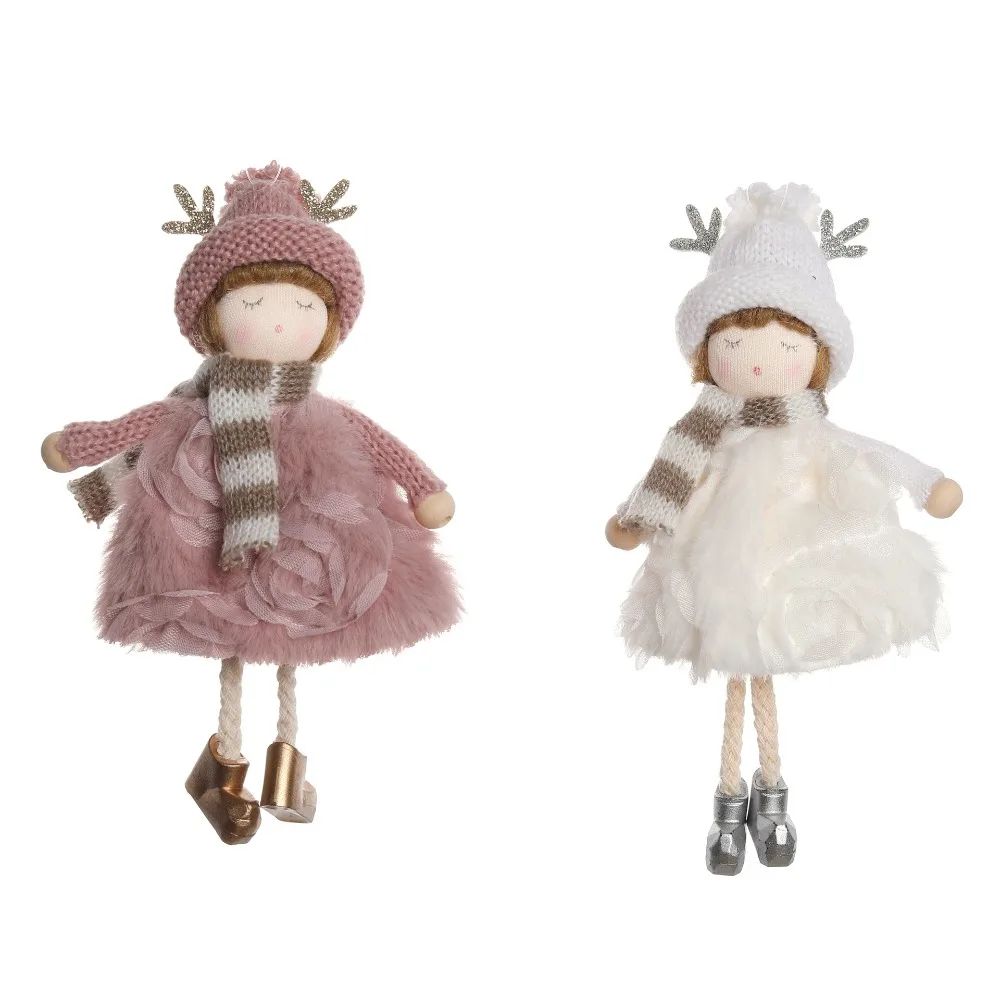 Christmas plush antlers angel girl pendant Christmas tree pendant creative doll pendant gift