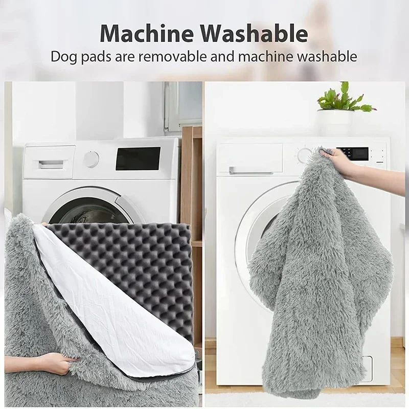Cama para Cachorro Super Macia de Pelúcia Camas para Gatos para Cães Pequenos Médios Grandes Removível para Limpeza Almofada para Filhotes Cama para Cães Calmante Tapete para Animais de Estimação