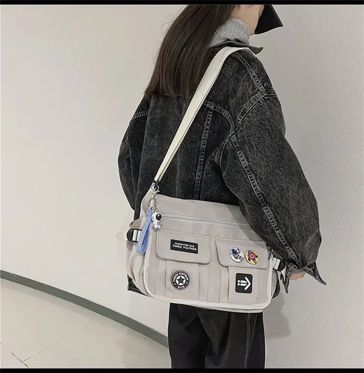 Harajuku Men Nylon Crossbody Bags for Women Messenger Bag Girls School Book Bags Youth Canvas Handbags Shoulder Bag Sac Bolsas