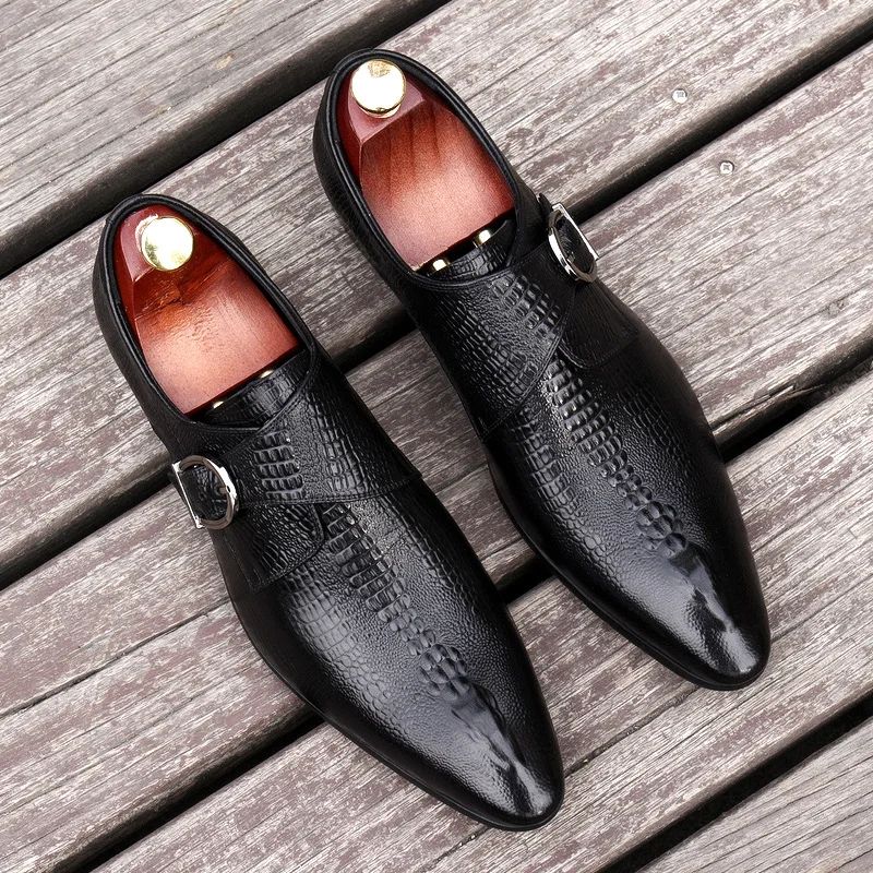 Handmade Mens Wedding Oxford Shoes Black Blue Genuine Leather Flat Dress Shoes Crocodile Pattern Summer Business Formal Loafers