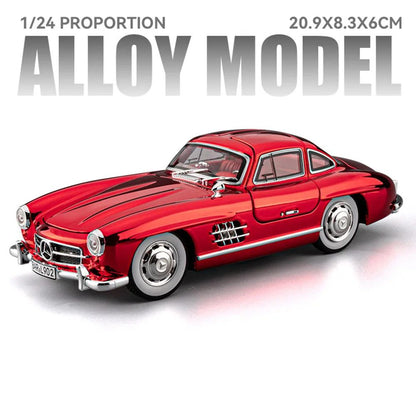 1:24 Visão GT 300SL Carro Esportivo Modelo Liga Fundida Brinquedos Som Luz Puxar para Trás Portas Abertas Veículos Miniatura Presentes para Crianças