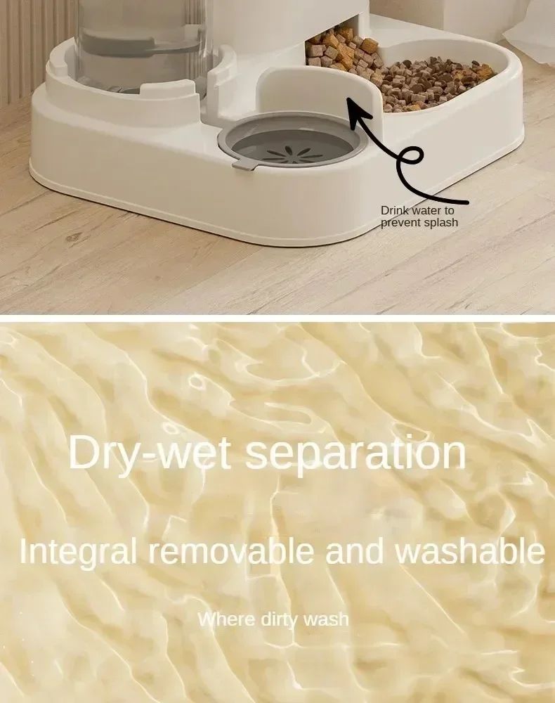 Comedouro Automático para Cães Gatos com Bebedouro Grande Capacidade Armazenamento de Ração Dispensador de Comida Acessórios para Filhotes e Pets