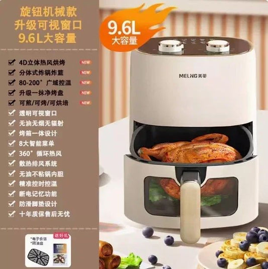 New air fryer. For home use. For making french fries. Visible. Multi-function all-in-one. Automatic.  Oil-free electric oven.