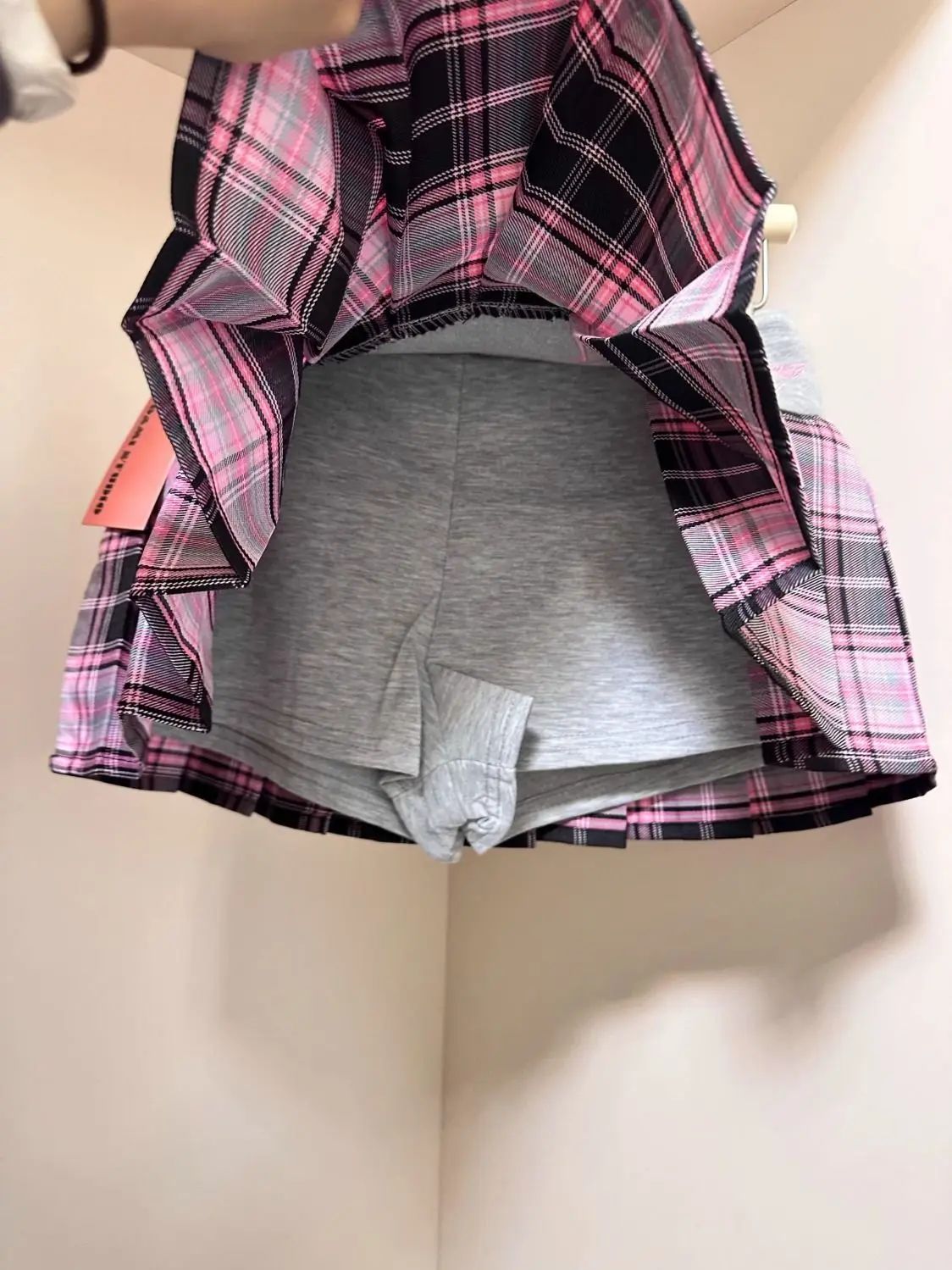 American Retro Spicy Girl Plaid Half Skirt Women Summer New Embroidery Patchwork Fashion High Waist Pleated Short Skirt