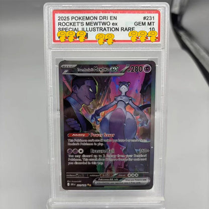 DIY PTCG Rating Card Collection Card 2021 SWSH FA/RAYQUAZA V MEWTWO ex Copy 10Points Rating Card Anime Game Gift