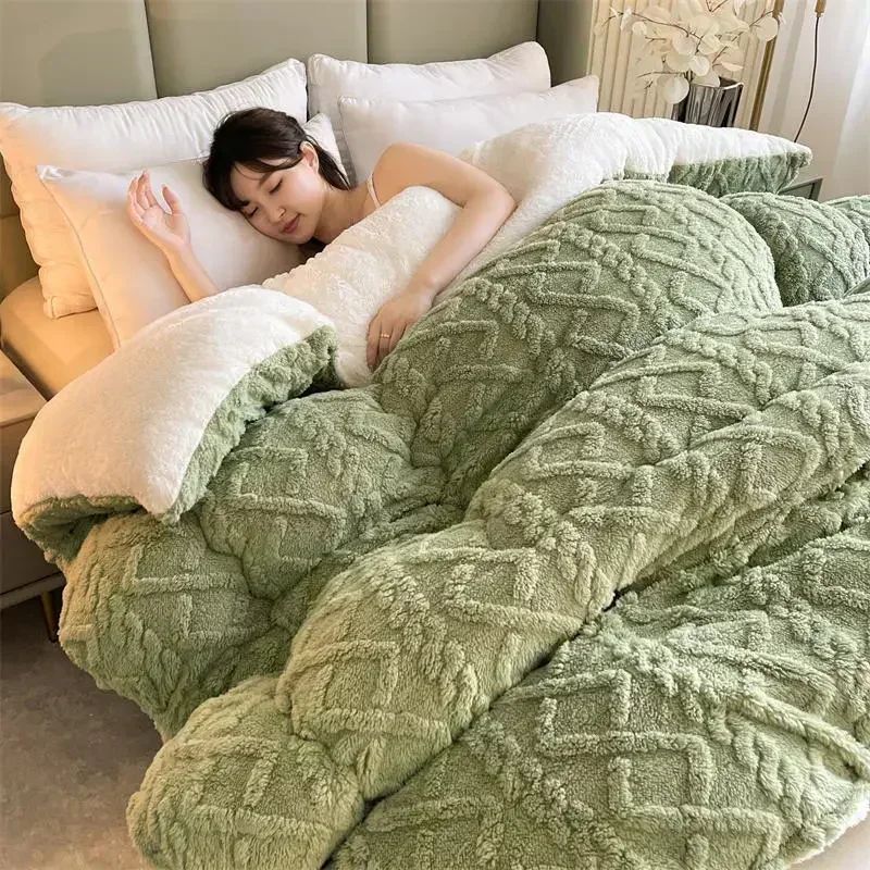 Manta de Cama Grossa de Inverno Quente de Alta Qualidade Cordeiro Artificial Caxemira Cobertores Pesados Edredom de Inverno Mais Grosso e Quente