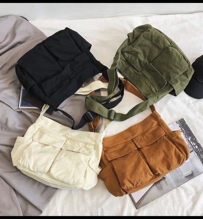 2025 y2k Women Vintage Handbag Canvas Teenager Shoulder Tote Bags Messenger Bags Ladies Casual Handbag Crossbody Purse