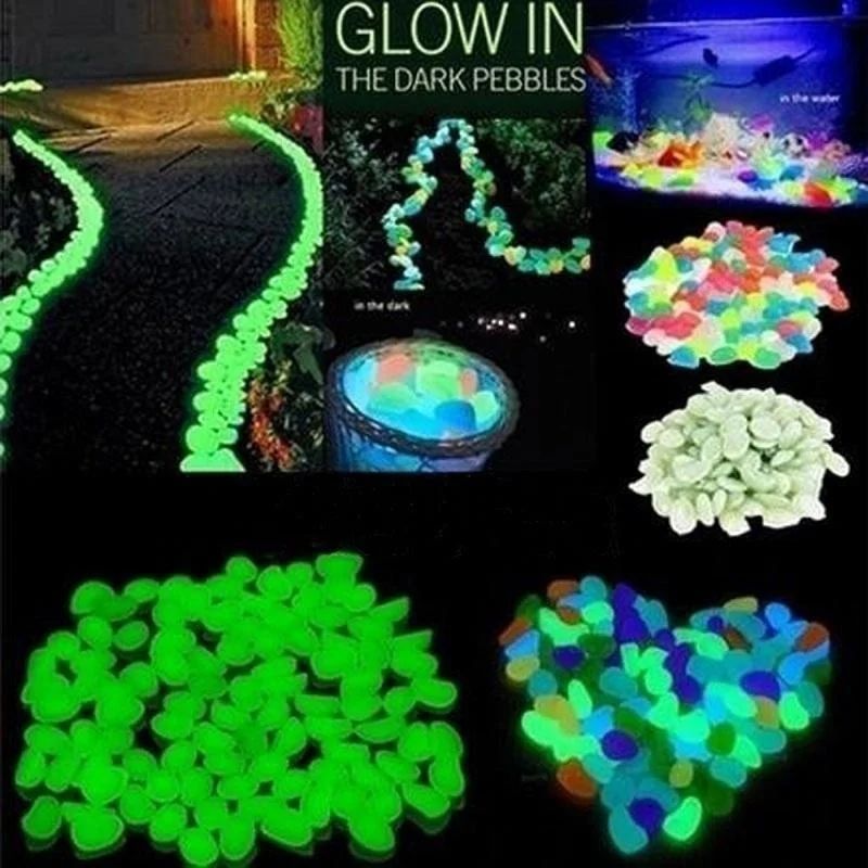 500pcs Luminous Stones Glow In The Dark Pebbles Glowing Stones Outdoor Walkways Home Garden Yard Decor Fish Tank Pebble Rocks