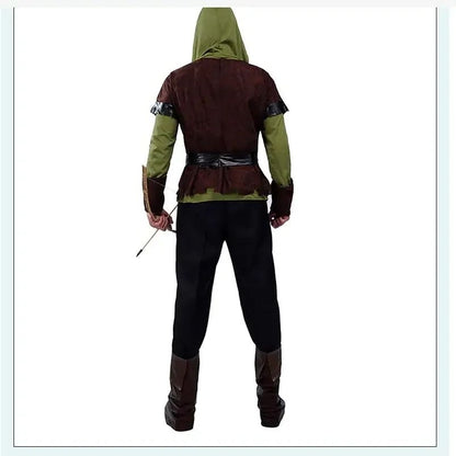 robin hombre Halloween Men costume jacket pants belt Mens Hood Prince Fancy Dress Huntsman Costume For Purim Carnival