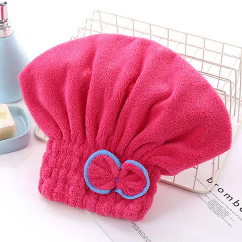 Microfibre Quick Hair Drying Bath Spa Bowknot Wrap Towel Hat Cap For Bath Bathroom Accessories Shower Cap for Women Hair Cap