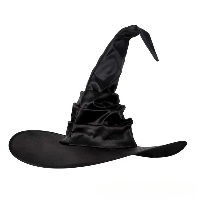 Chapéu de Bruxa de Halloween - Acessório Dobrável de Cosplay de Mago, Boné Preto de Diabo para Adultos Mulheres Homens, Fantasia e Decoração de Festa