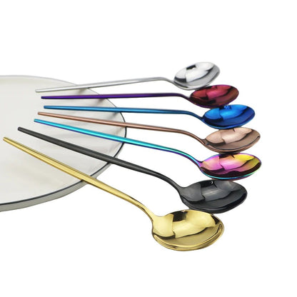 Conjunto de Talheres de Aço Inoxidável Western Dourado com 6 Peças de Colher de Concha, Colher de Jantar, Colher de Sopa, Talheres de Cozinha