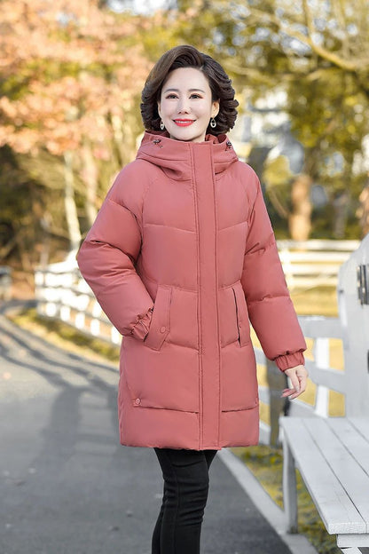 NEW Winter Cotton padded Jacket Hooded fleece thick Parkas Warm Loose Long Overcoat middle aged and Grandma Snow Coat
