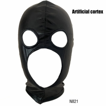 Women Mens Latex Face Mask Bronzing Cloth Open Mouth and Eye Glued Head Cover Couples Adult Face Mask Hood for Role Play Costume