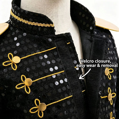 Kids Black Sequin Michael Jackson Jacket Gloves Set Boys MJ Cosplay Costume Halloween Tap Dance Stage Performance Outfit