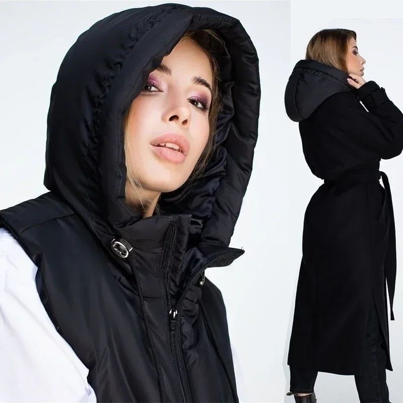 Winter Ultralight Down Hooded Hats for Women Men Warm Ring Scarf Balaclava Hat Neck Zippper Drawstring Coat Scarf Short Tank Top