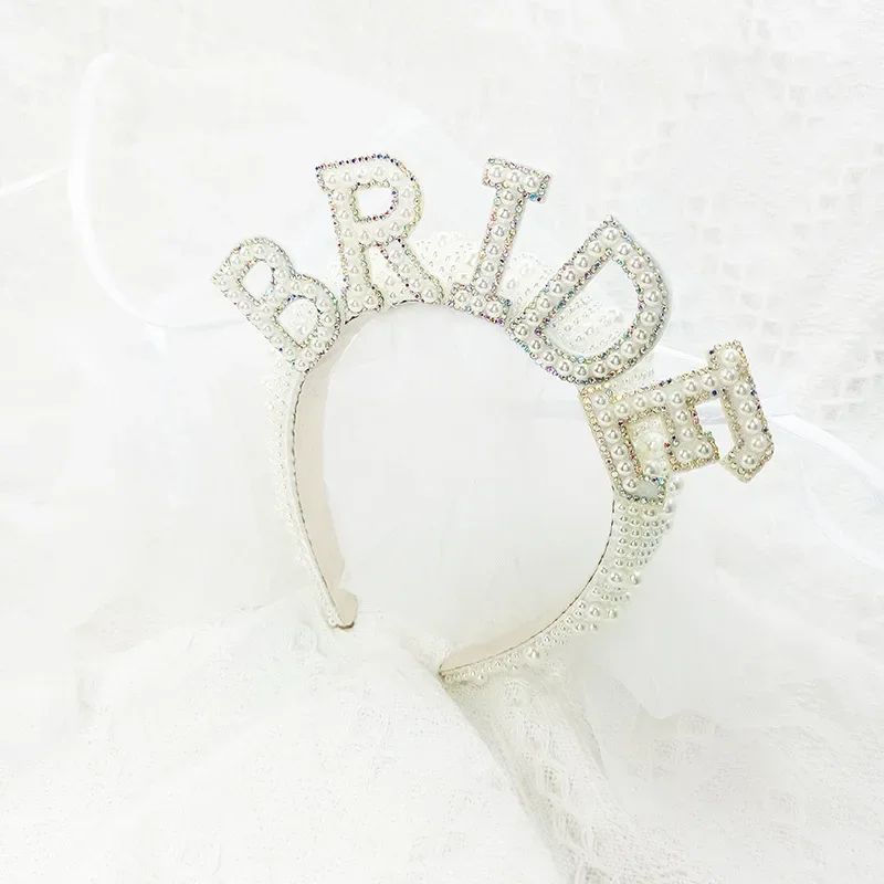Bride to be Pearl crown Headband Bach Bachelorette hen Party Bridal Shower wedding engagement rehearsal dinner Decoration Gift