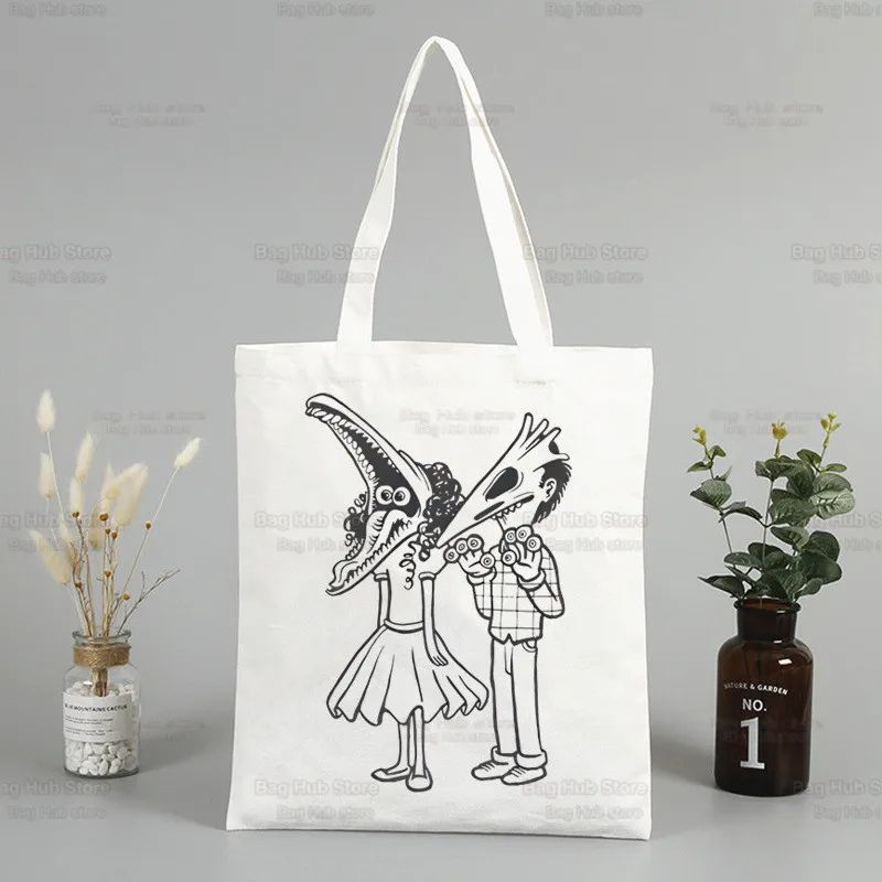 Beetlejuice Horror Gift Shopping Bag Print Original Design White Unisex Fashion Travel Canvas Bags