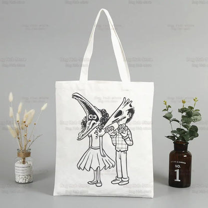 Beetlejuice Horror Gift Shopping Bag Print Original Design White Unisex Fashion Travel Canvas Bags