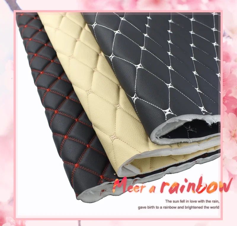 45/90x160cm Special Offer Embroidered Plaid Fabric Sponge Interlayer Leather Fabrics for Car Interior Seat Cushion Decoration