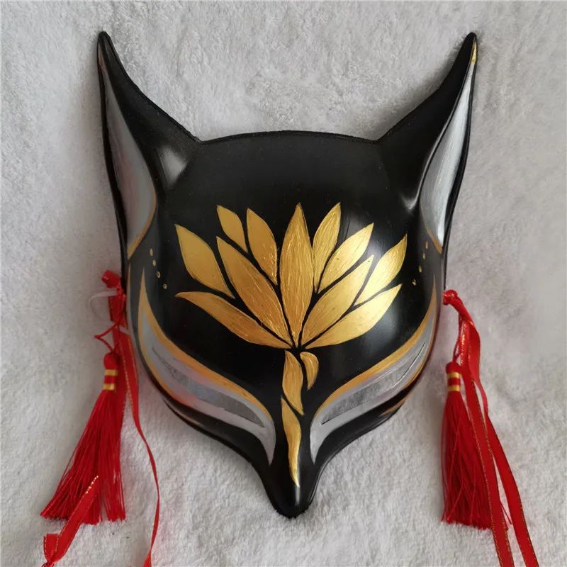 Japanese Style Half Face Hand Painted Fox Mask Men And Women Masquerade Halloween Festival Cosplay Prop High Quality