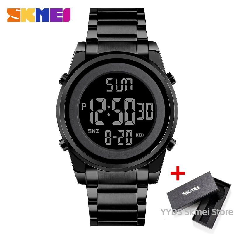 SKMEI Luxury Waterproof Watch for Men Stainless Steel Electronic Sports Digital Mens Wristwatches Man Clock Reloj Masculino 1611