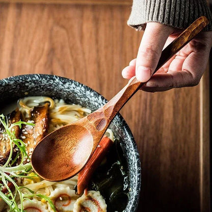 2 Colheres De Madeira Cabo Longo Ramen Sopa Colher Grande Estilo Japonês Crianças Arroz Sobremesa Cereal Colher De Jantar Madeira Utensílios De Cozinha