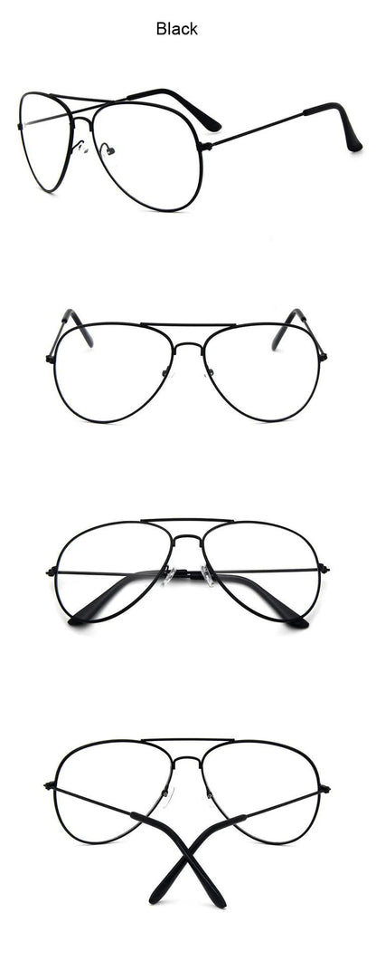 Aviation Gold Frame Sunglasses Male Classic Eyeglasses Transparent Clear Lens Optical Woman Man Glasses Pilot Style