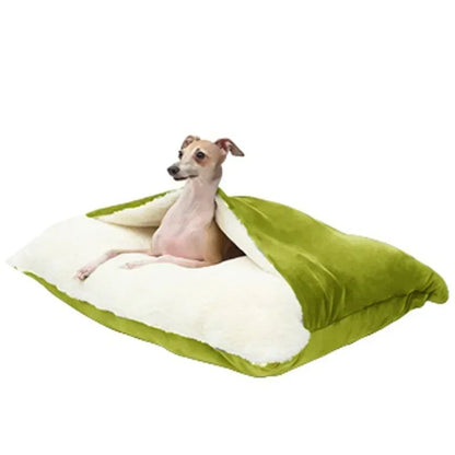 Cama para Animais de Estimação Lavável e Resistente à Mordida - Almofada de Pelúcia Removível Quente de Inverno para Cães Grandes e Gato Saco de Dormir para Pets