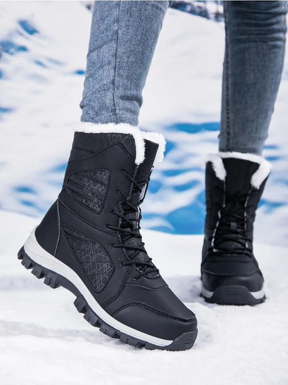 Winter Women's Snow Boots High Top Hiking Boots for Women Winter Outdoor Walking Sneakers Waterproof Plush Warm Platform Boots