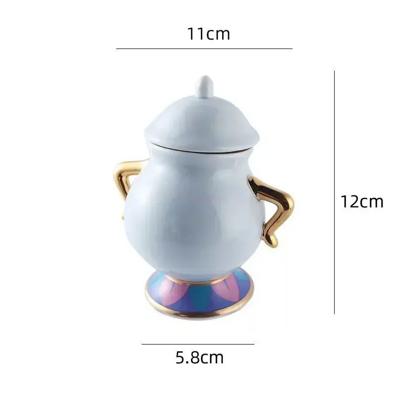 Bule da Disney Fofo Desenho Animado A Bela e a Fera Bules Caneca Sra. Potts Xícara Chip Bules Conjunto de Chá Dropshipping