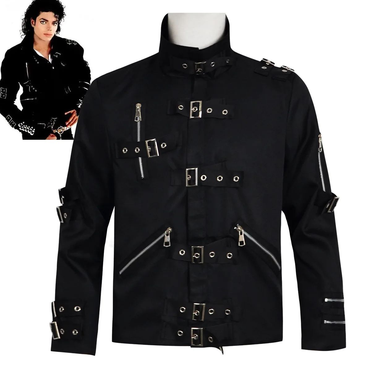 Michael Jackson cosplay Costume BAD Punk Jacket Black Slim BAD Jacket Costume Clothing for Man Adore Stars Impersonator
