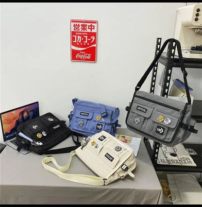 Harajuku Men Nylon Crossbody Bags for Women Messenger Bag Girls School Book Bags Youth Canvas Handbags Shoulder Bag Sac Bolsas