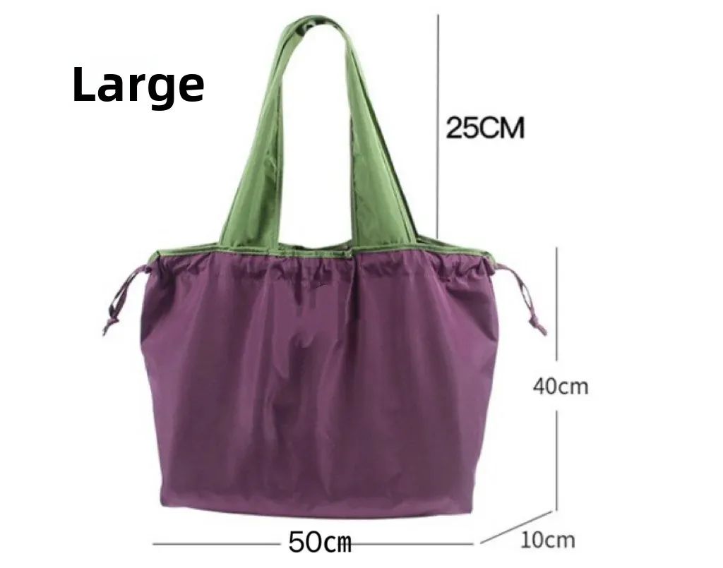 1-Pack Reusable Shopping Bag, Large Capacity Foldable Drawstring Eco-friendly Storage Bag, Casual Shopping Shoulder Bag