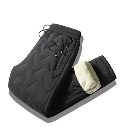 Calça Masculina de Inverno 8GG Grossa Acolchoada de Pluma Calça Esportiva Masculina de Alta Qualidade com Cordão Calça Jogger Masculina para Exterior Lazer Solta Acolchoada de Pluma