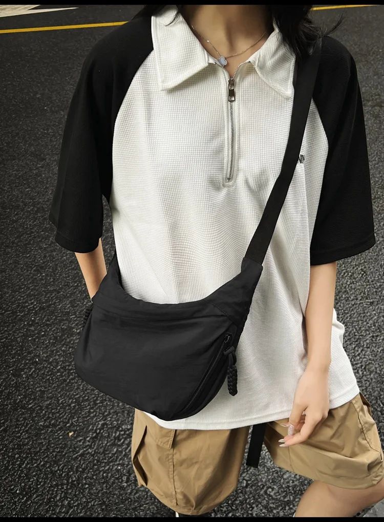 Trendy Women's Soft Cloth Shoulder Bag Solid Color Student Casual Style Big Handbags Crossbody Bags for Women Shoulder Hobos Bag