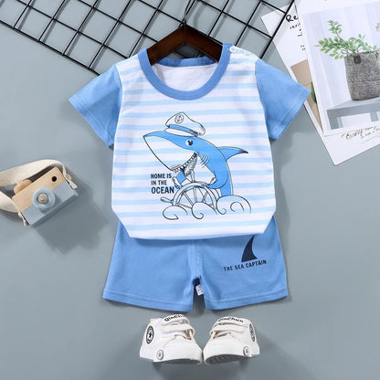 2PCS mother Kids Clothes Children's Sets Boys Girl T-shirt Shorts Summer Cotton Short sleeve Baby Children Clothing Toddler Suit