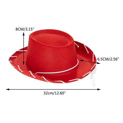 Chapéu de Cowboy Marrom e Vermelho de Feltro Estilo Lenhador Ajustável com Aba Larga Ocidental para Esportes ao Ar Livre Escalada Festa no Deserto Suprimentos