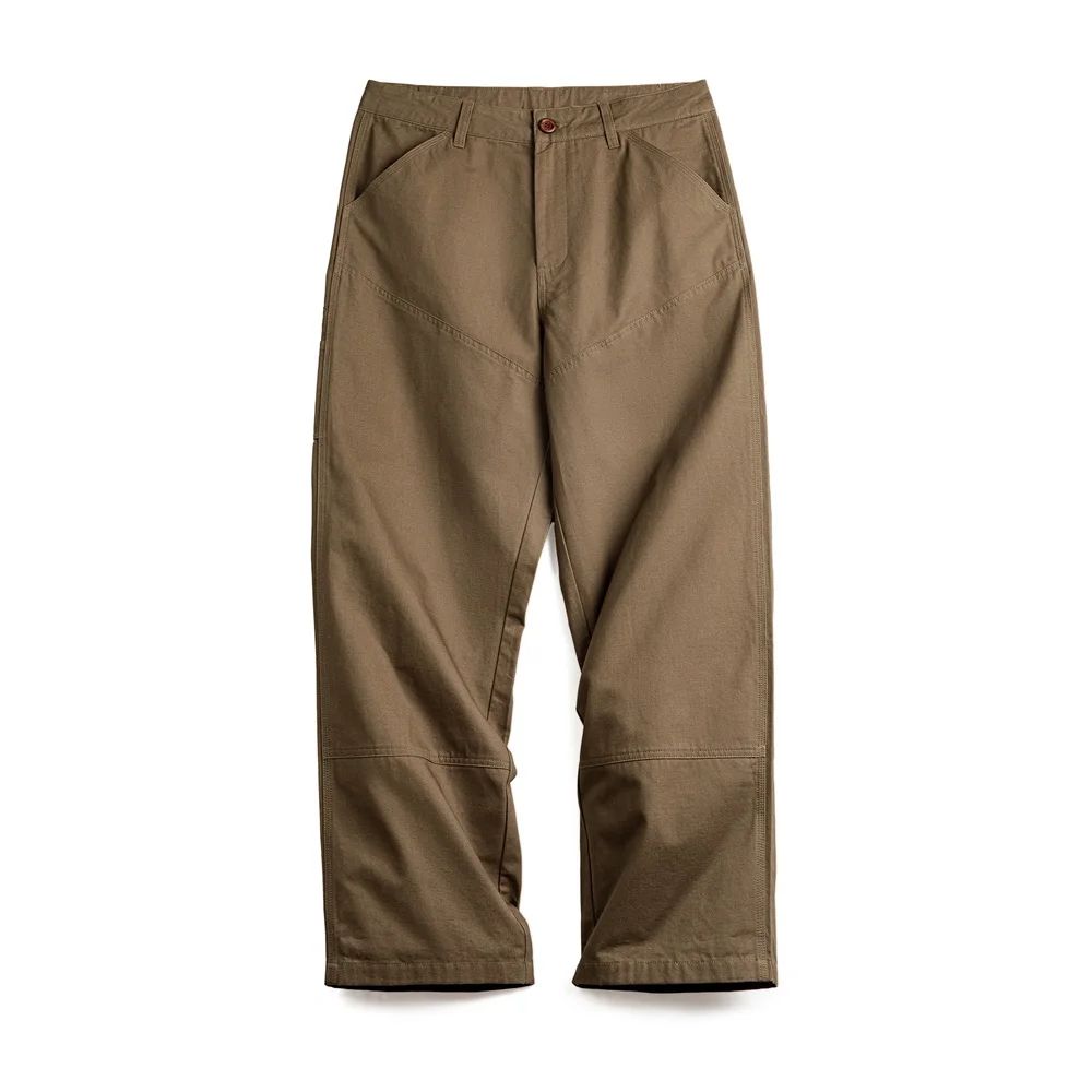 Maden Vintage Solid Logging Pants Versatile Cotton Straight Casual Lumberjack Pants with Zipper Fly and Pockets Trousers for Men